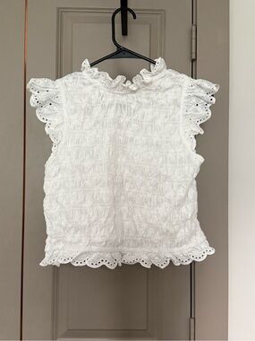 Sezane Liorane White Sleeve Tie Top